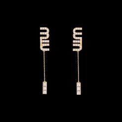 Gold/crystal Pendant Earrings With Crystals | Miu Miu