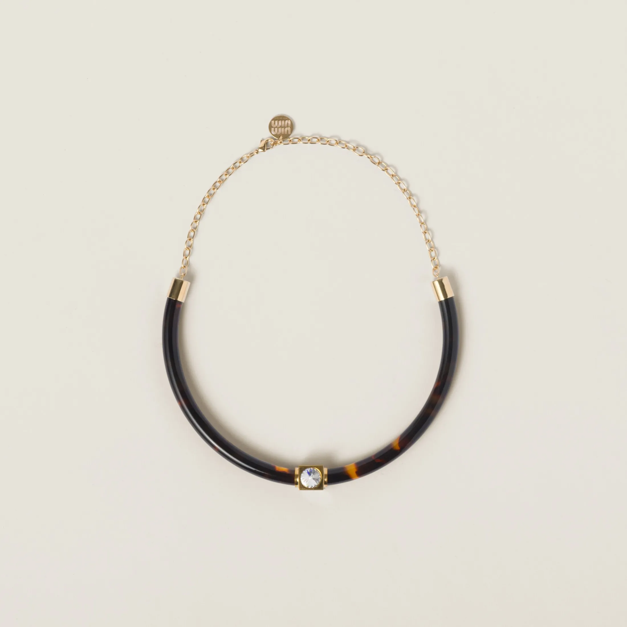 Gold/tortoiseshell/crystal Plexiglas And Metal Choker | Miu Miu