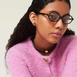 Gold/tortoiseshell/crystal Plexiglas And Metal Choker | Miu Miu