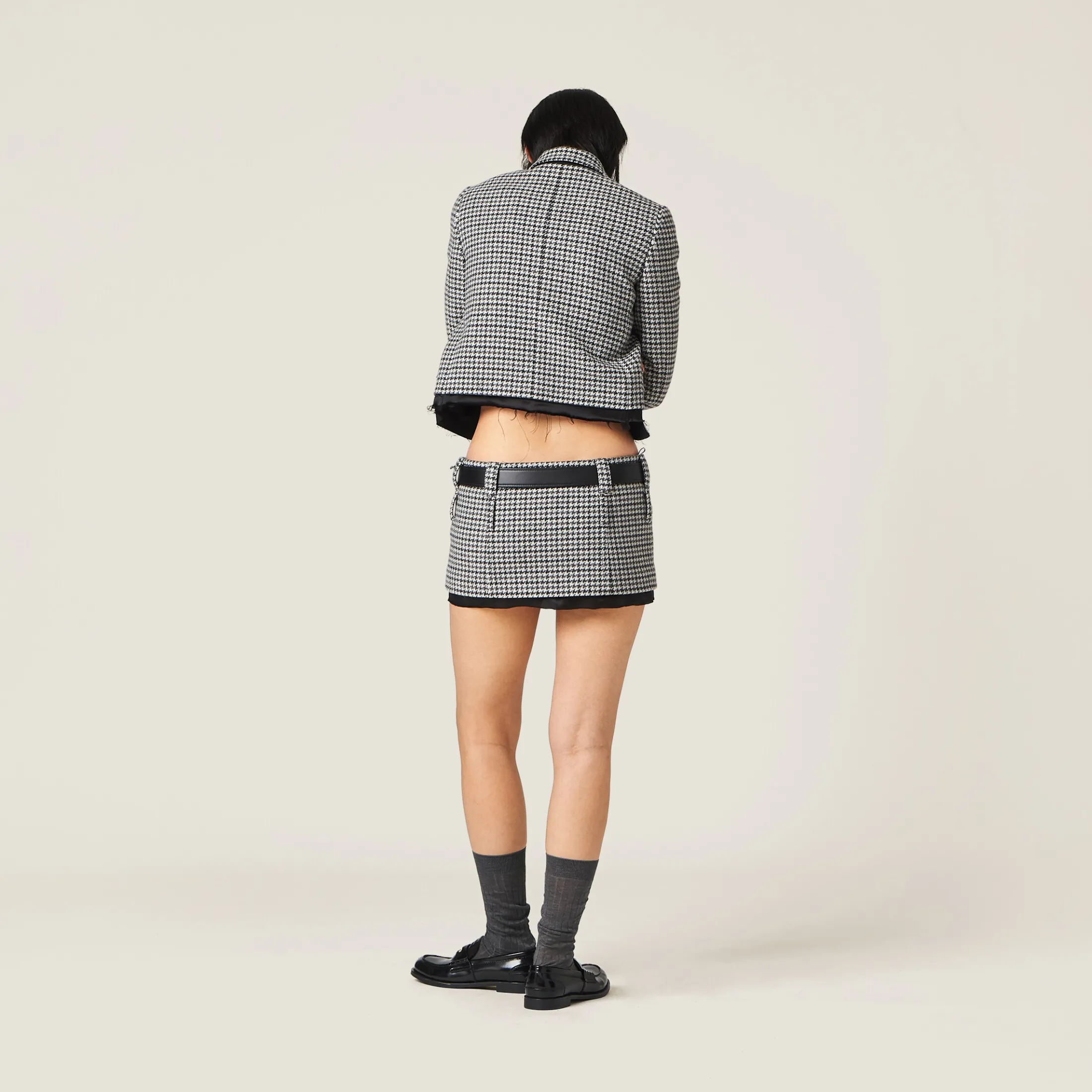 Gray/black Houndstooth Check Miniskirt | Miu Miu