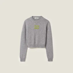 Gray+fern Green Cashmere Sweater | Miu Miu