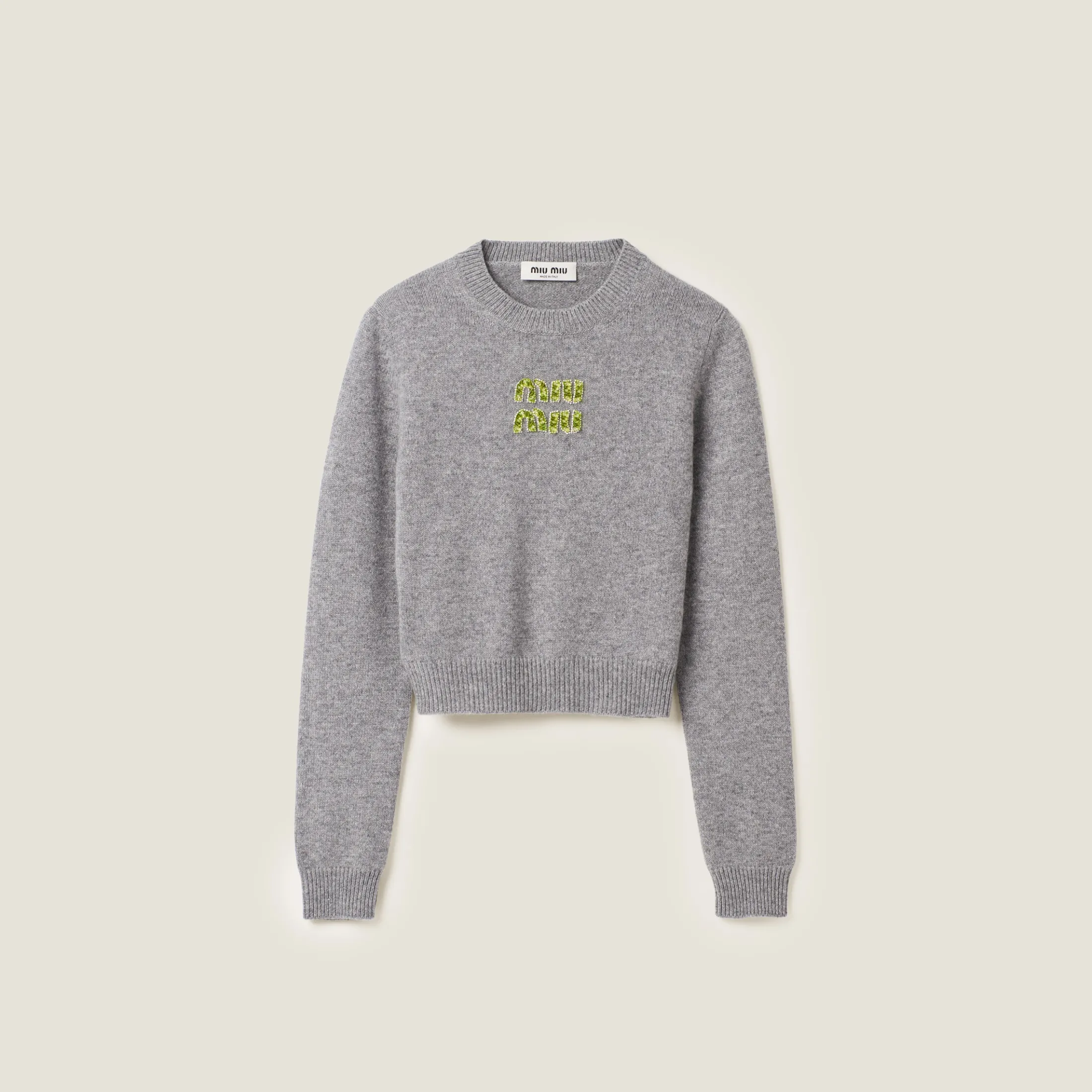 Gray+fern Green Cashmere Sweater | Miu Miu