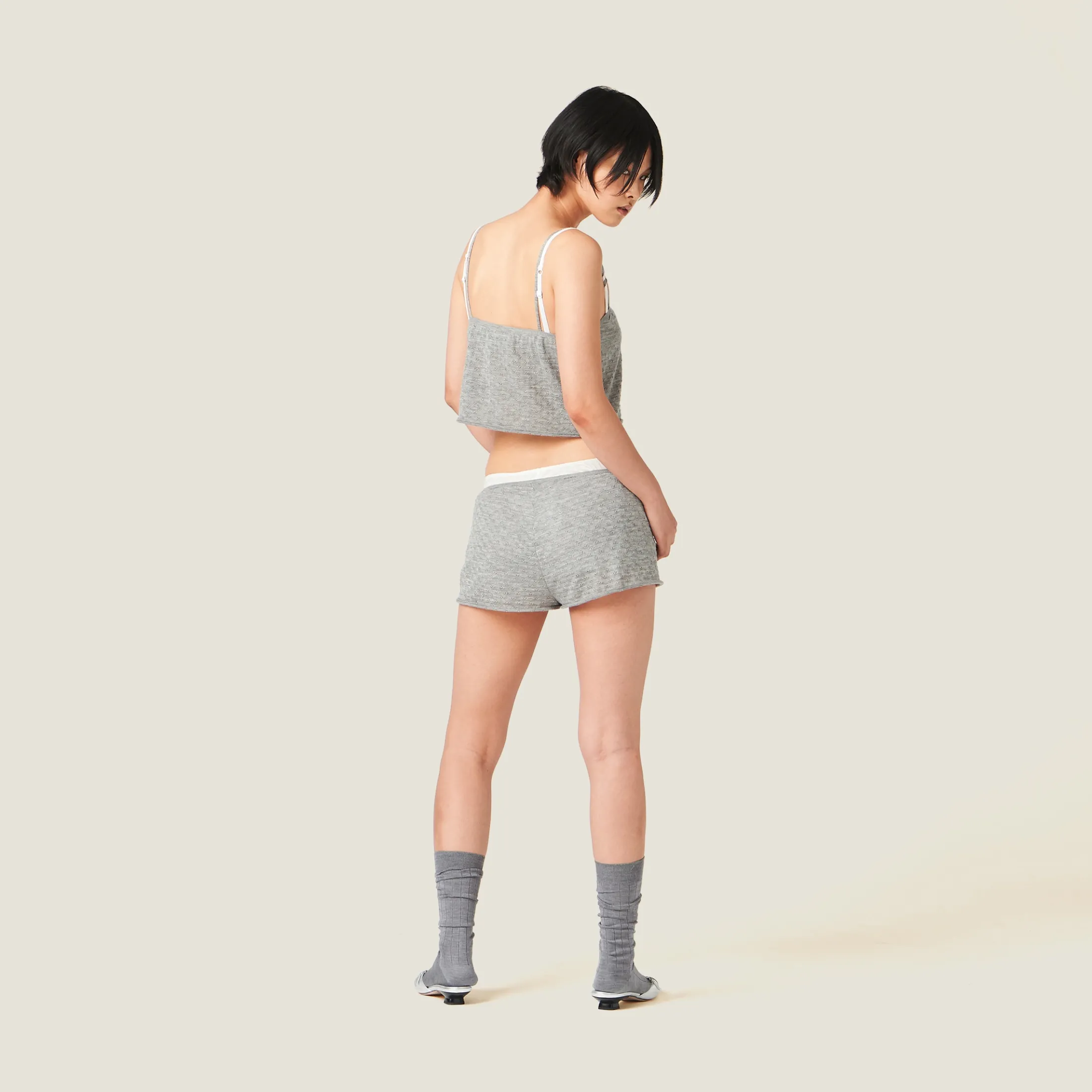 Grey Cashmere And Silk Shorts | Miu Miu