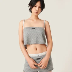 Grey Cashmere And Silk Top | Miu Miu
