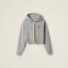 Grey Cotton Fleece Hoodie | Miu Miu