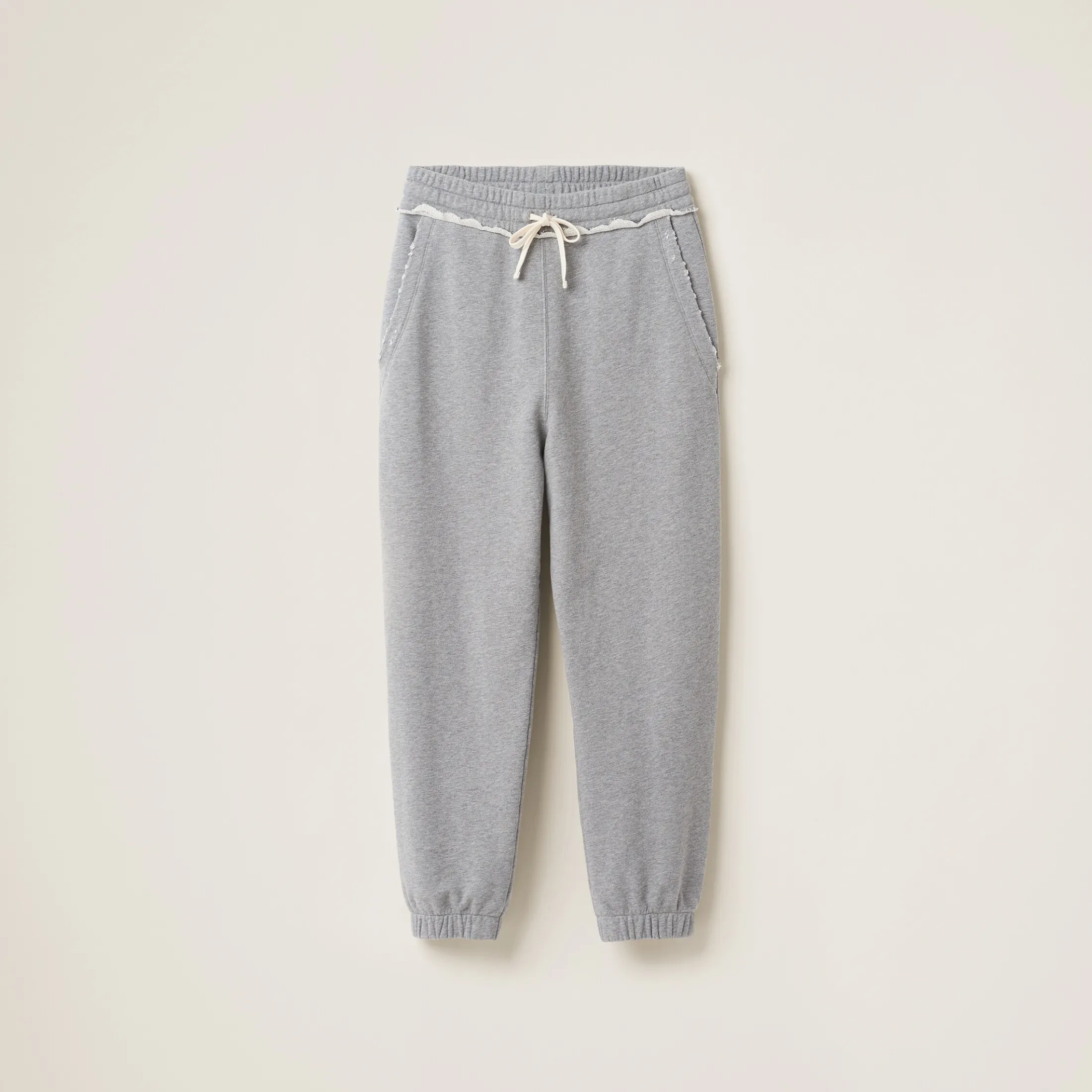 Grey Cotton Fleece Joggers | Miu Miu
