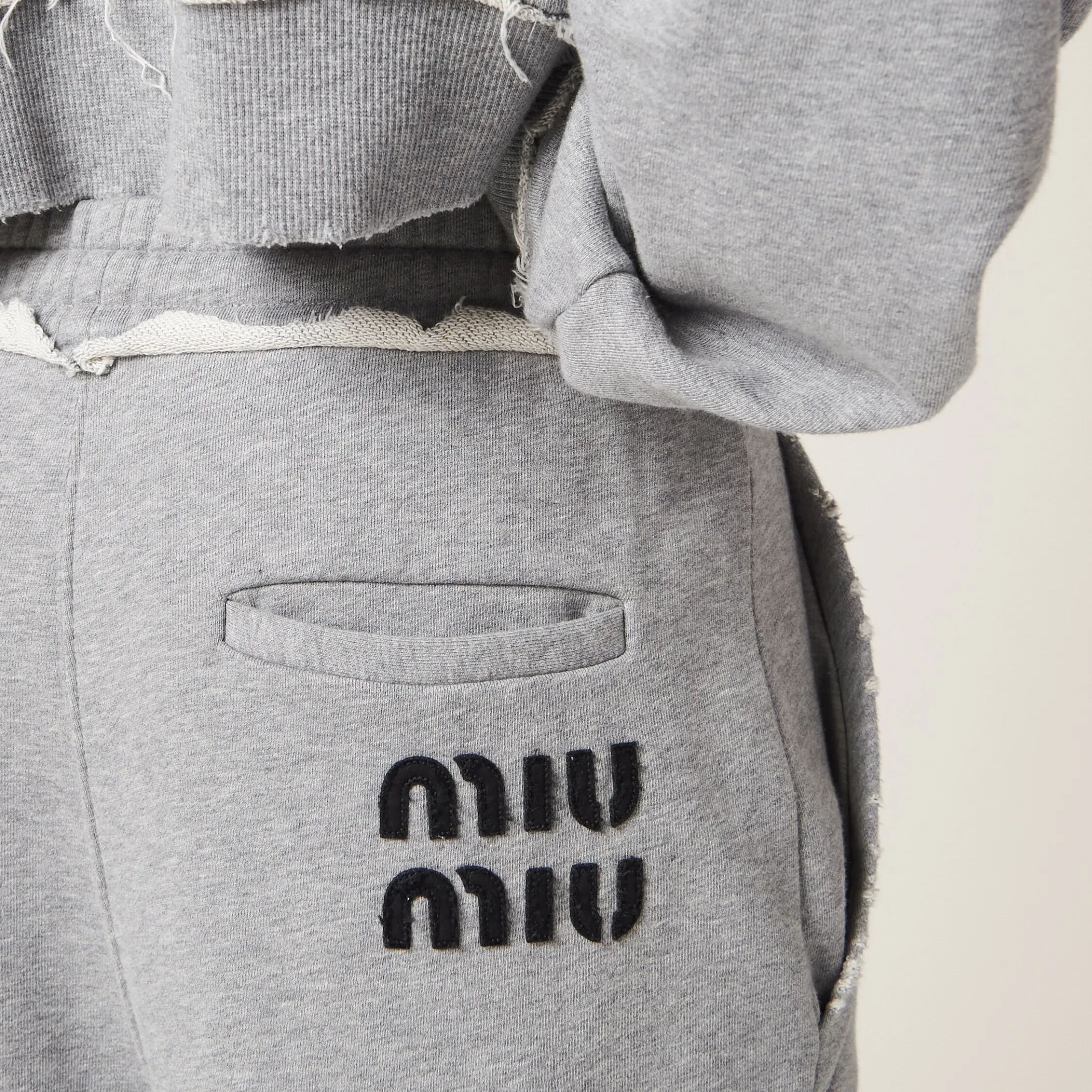 Grey Cotton Fleece Joggers | Miu Miu
