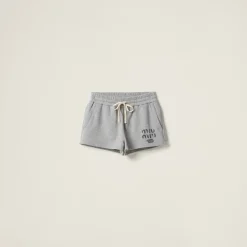 Grey Cotton Fleece Shorts | Miu Miu
