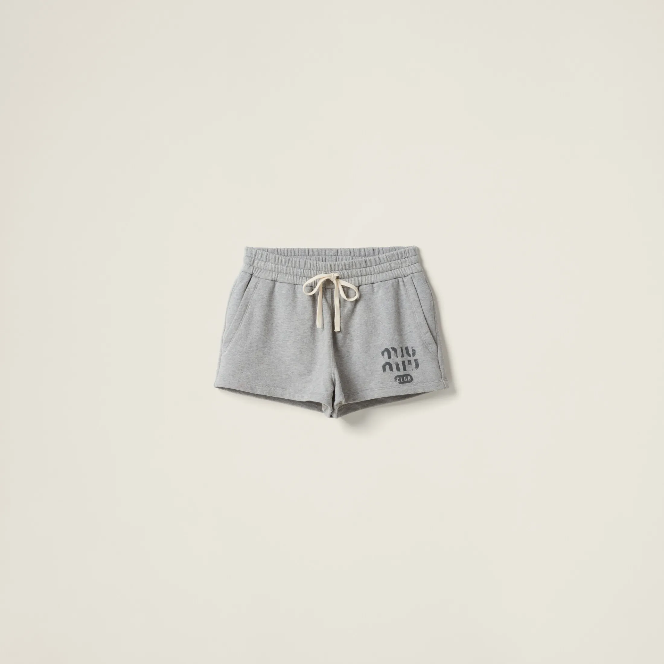 Grey Cotton Fleece Shorts | Miu Miu