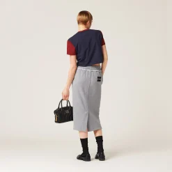 Grey Cotton Fleece Skirt | Miu Miu