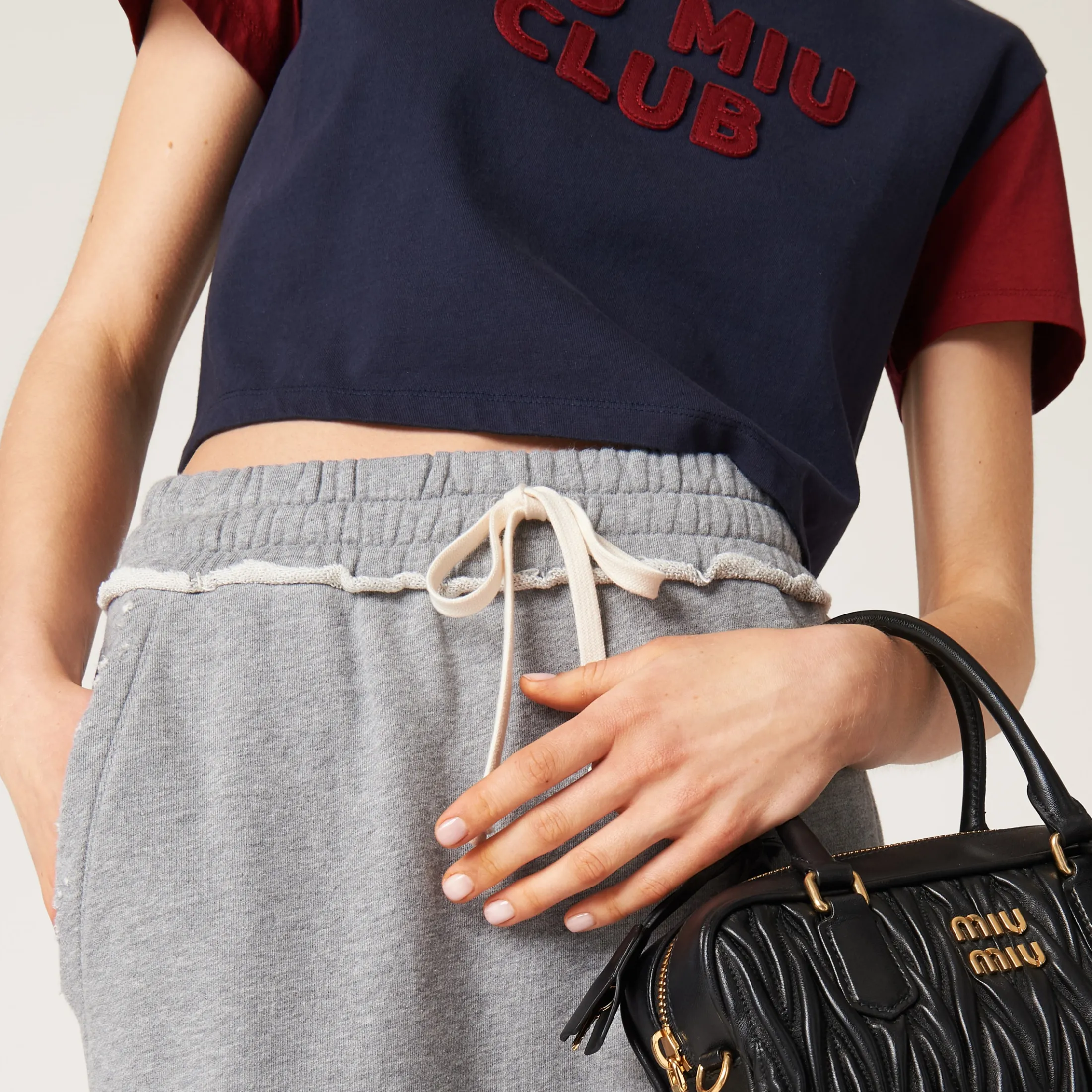 Grey Cotton Fleece Skirt | Miu Miu
