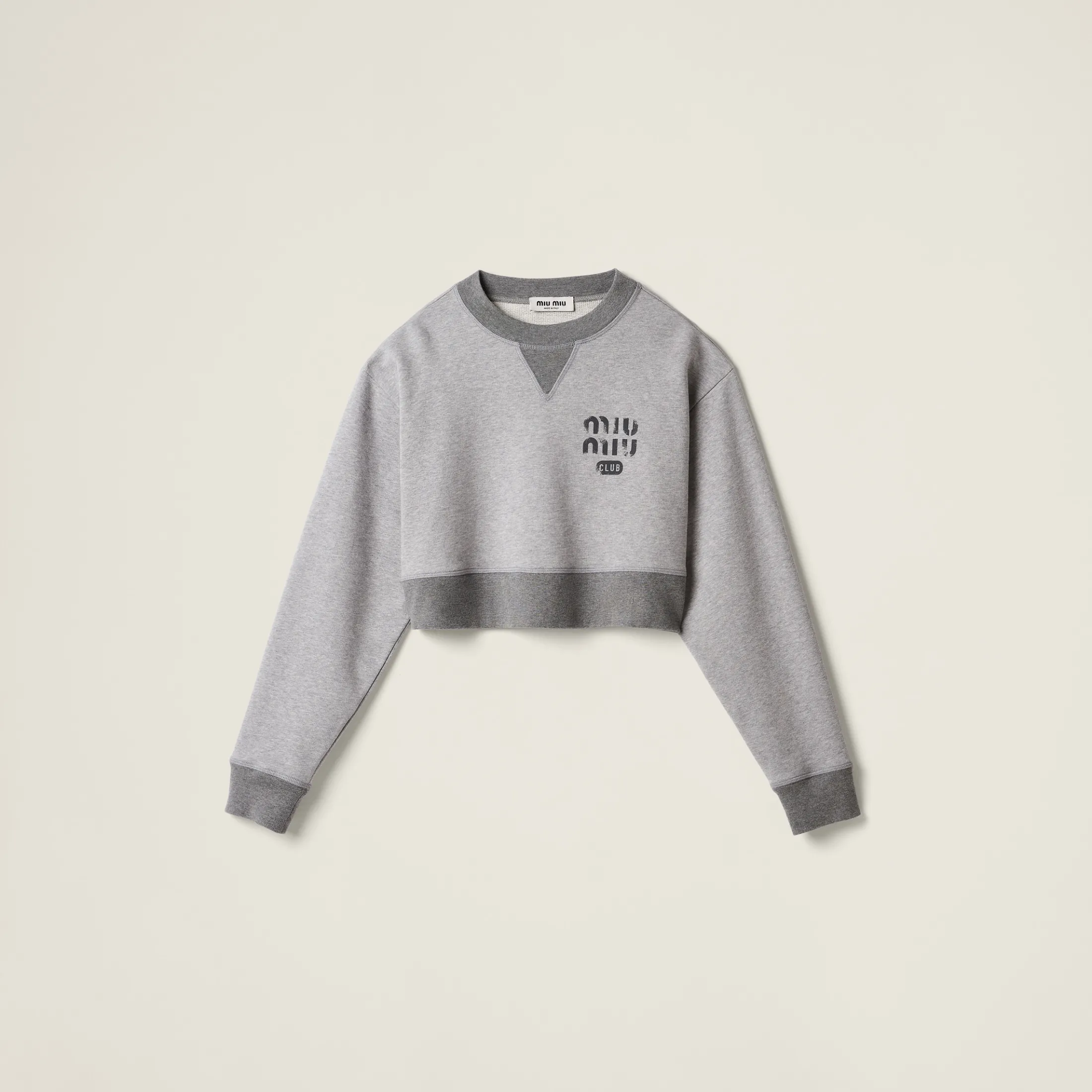 Grey Cotton Fleece Sweatshirt | Miu Miu