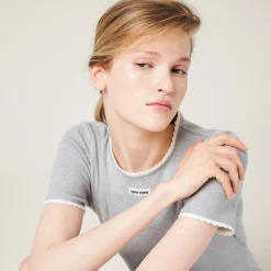 Grey Cotton Mini-dress | Miu Miu