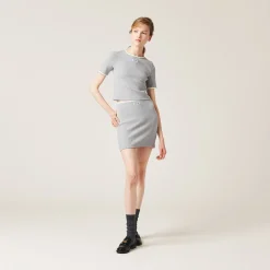 Grey Cotton Skirt | Miu Miu