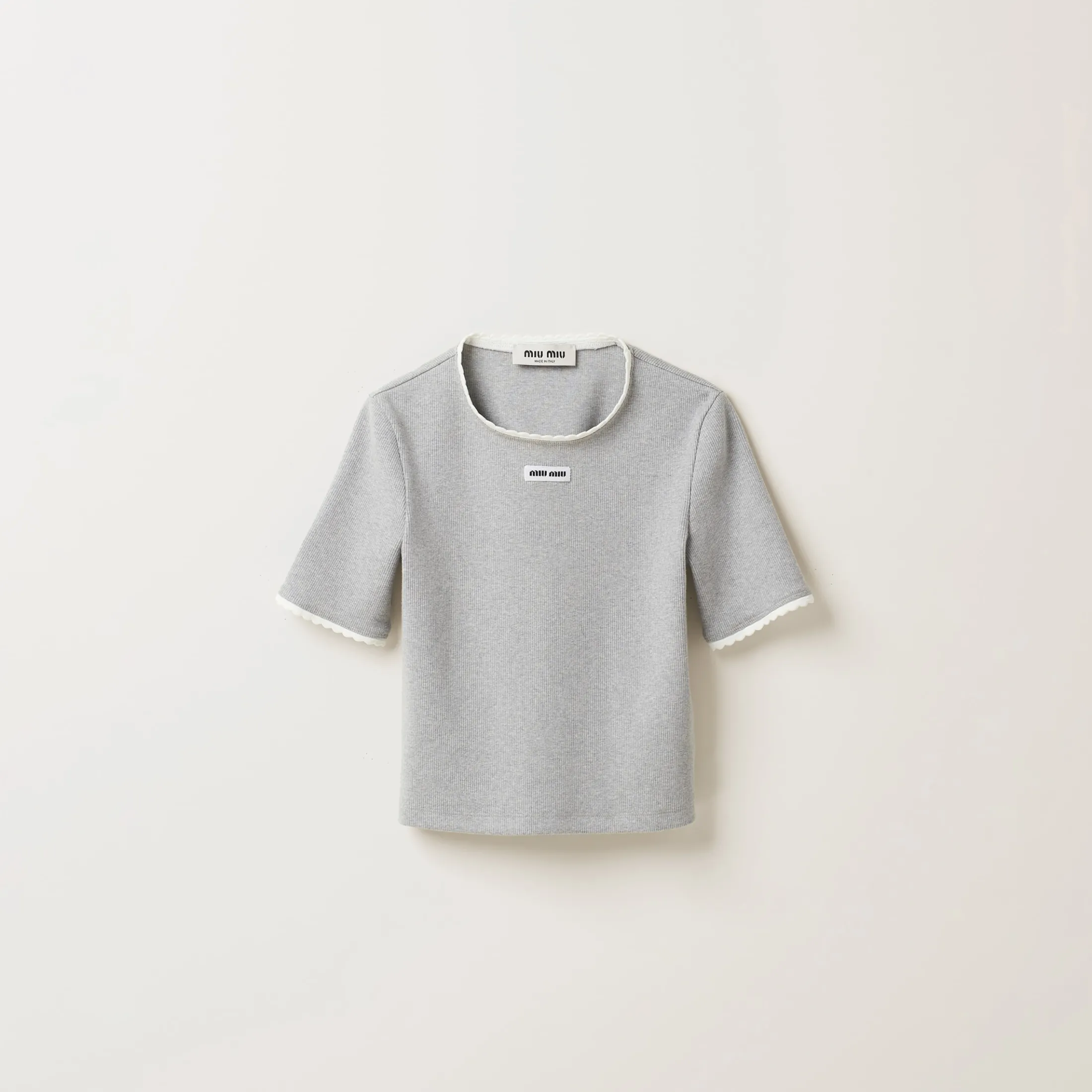 Grey Cotton Sweater | Miu Miu