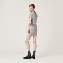 Grey Cotton Sweater | Miu Miu