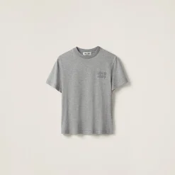 Grey Cotton T-shirt | Miu Miu
