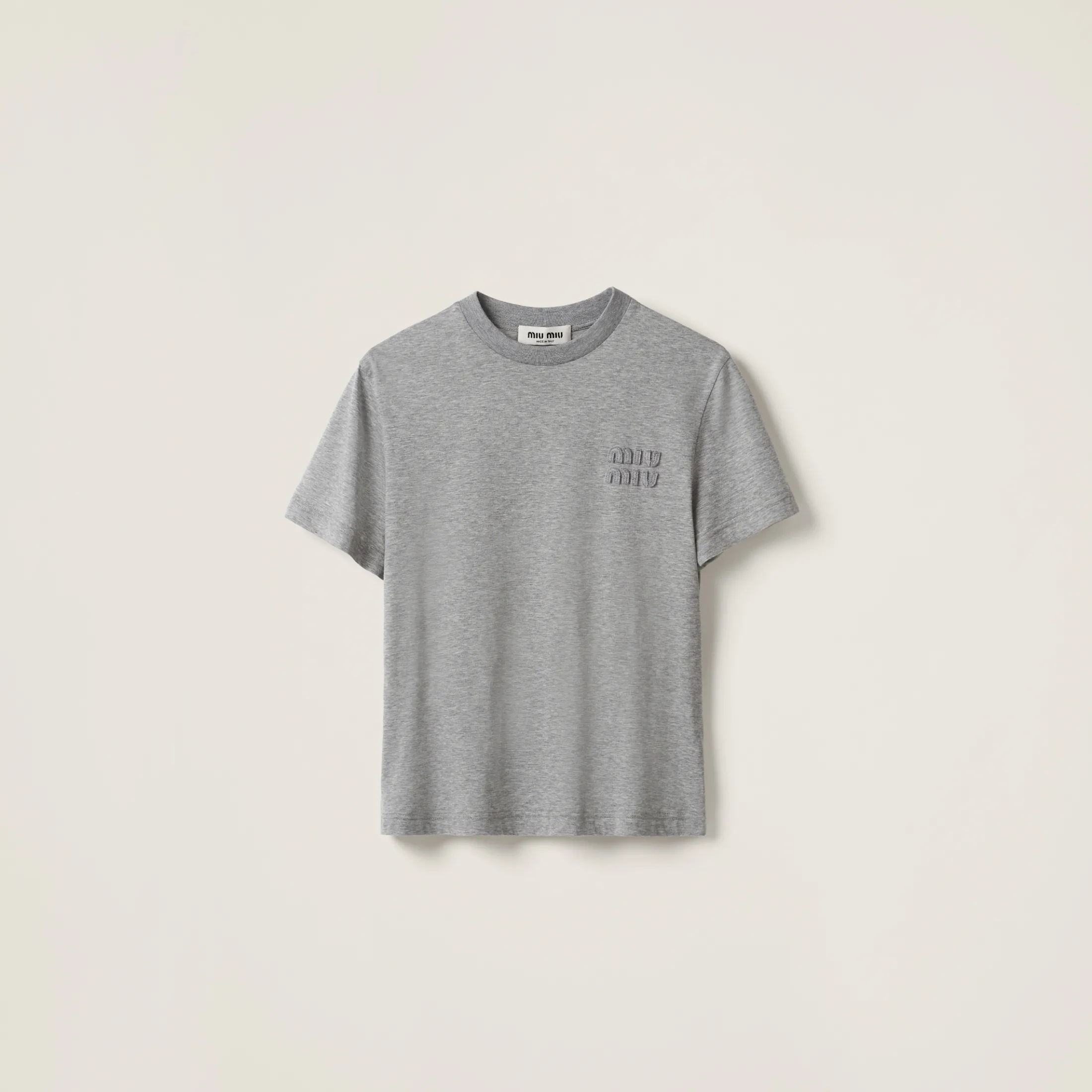 Grey Cotton T-shirt | Miu Miu