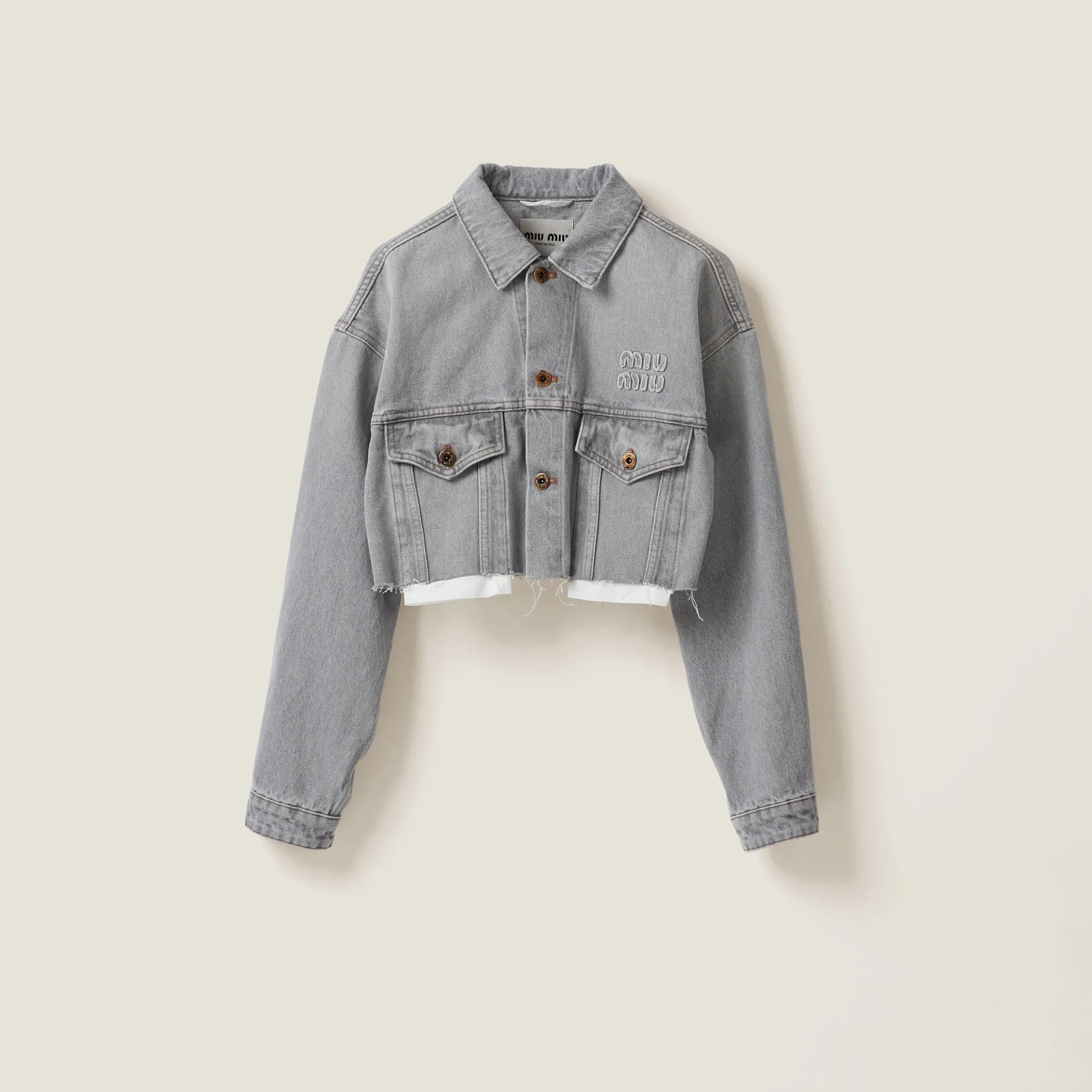 Grey Denim Blouson Jacket | Miu Miu