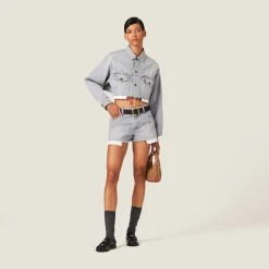 Grey Denim Blouson Jacket | Miu Miu