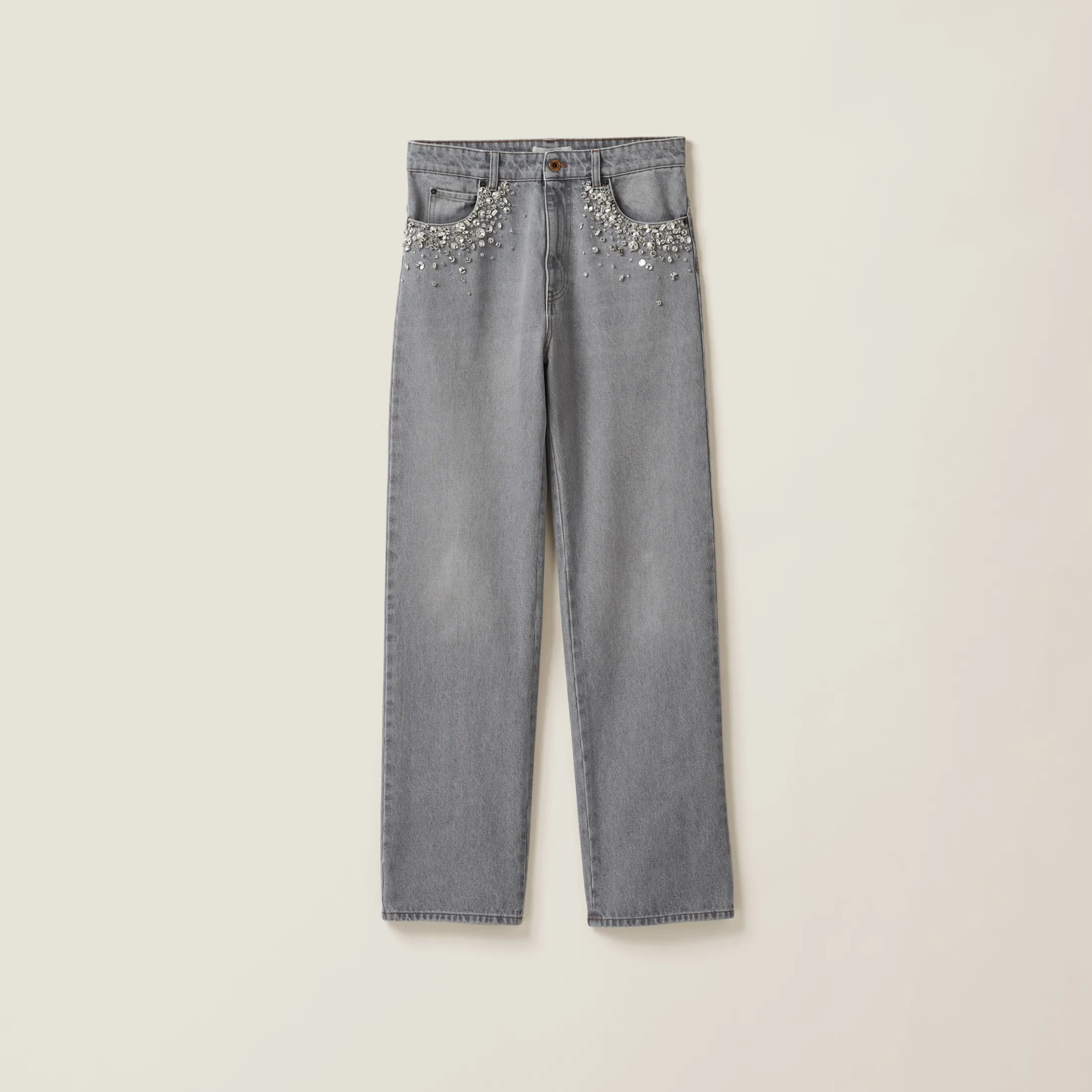 Grey Denim Pants | Miu Miu