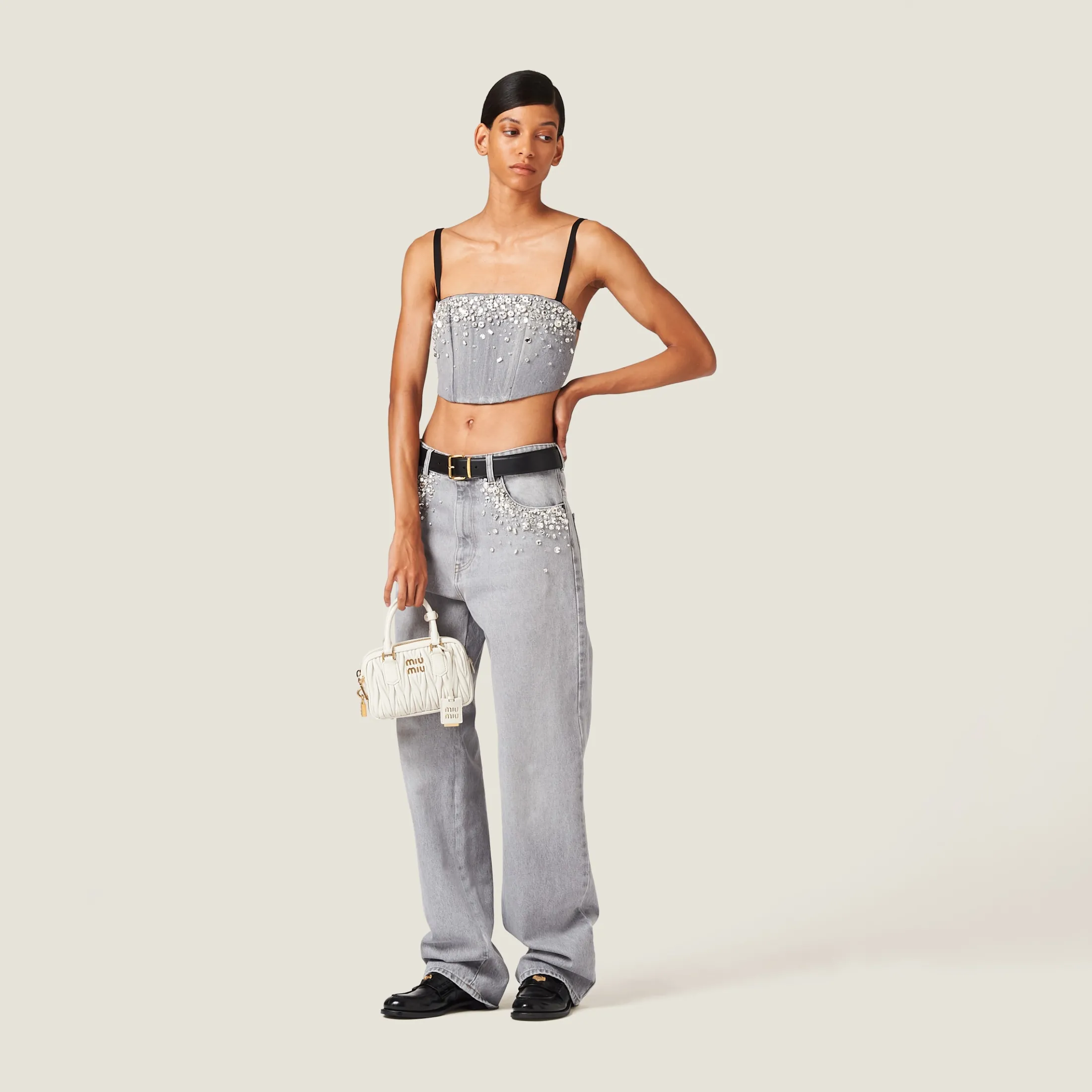 Grey Denim Pants | Miu Miu