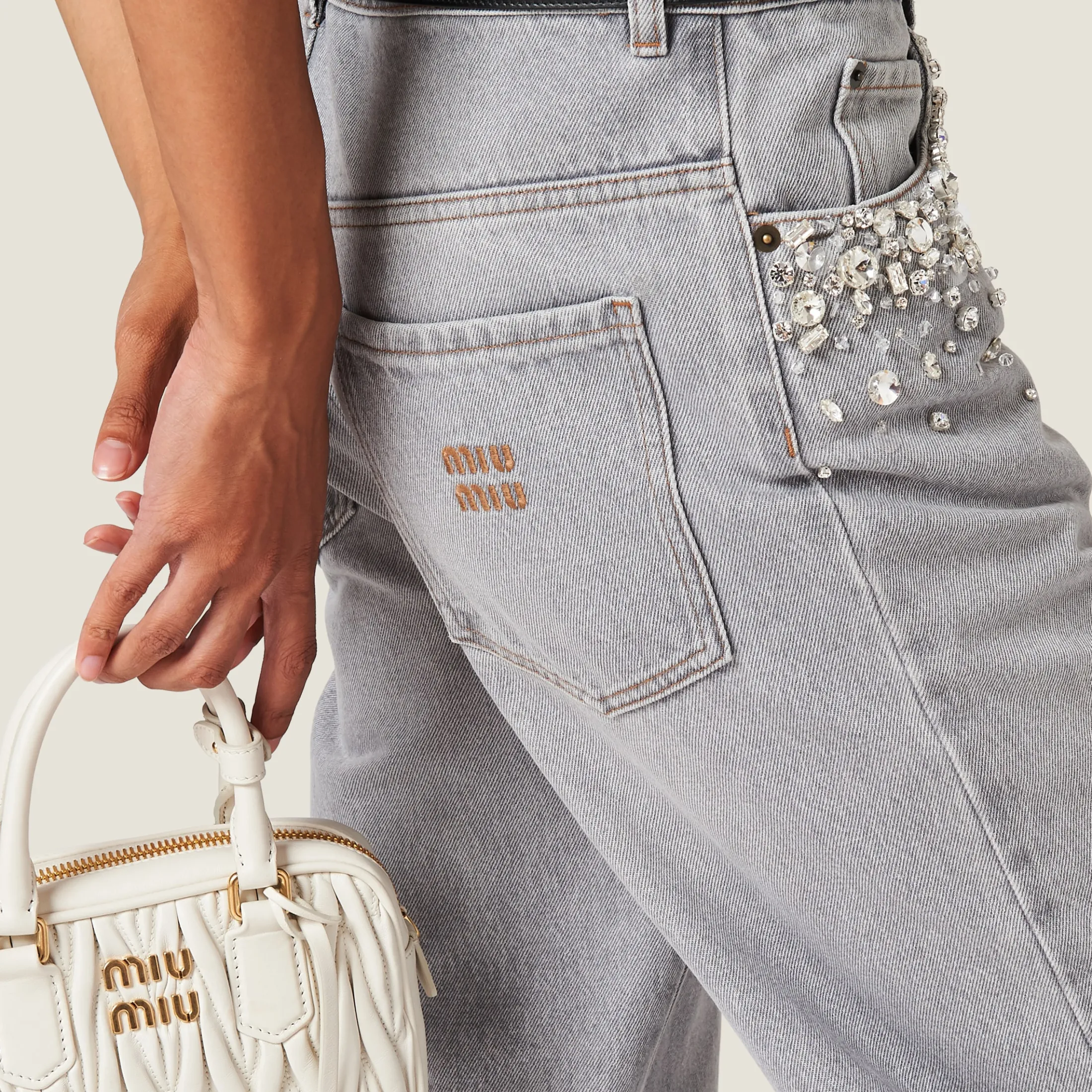 Grey Denim Pants | Miu Miu