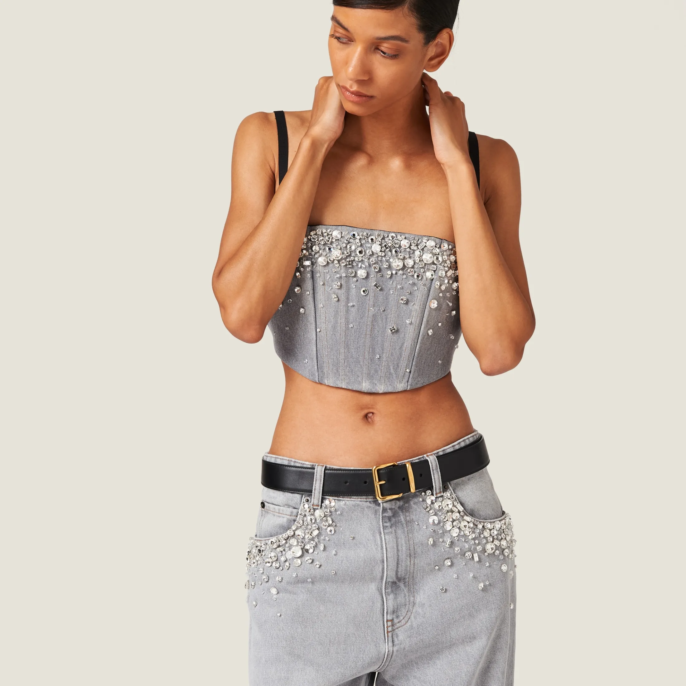 Grey Denim Pants | Miu Miu