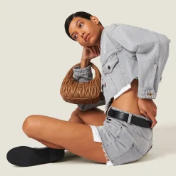 Grey Denim Shorts | Miu Miu