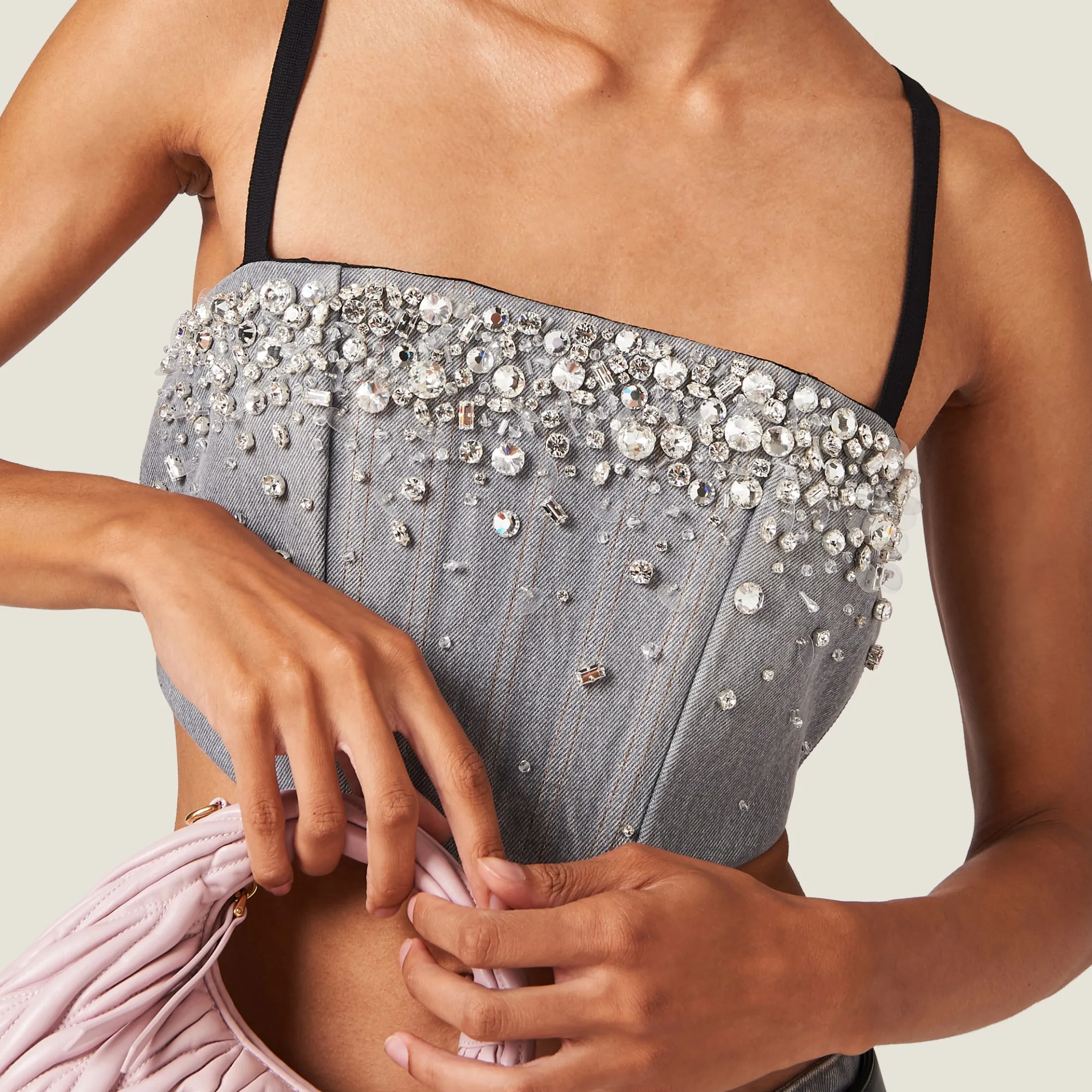 Grey Denim Top | Miu Miu