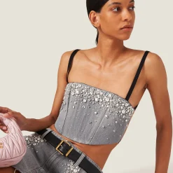 Grey Denim Top | Miu Miu