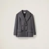Grey Double-breasted Velour Jacket | Miu Miu