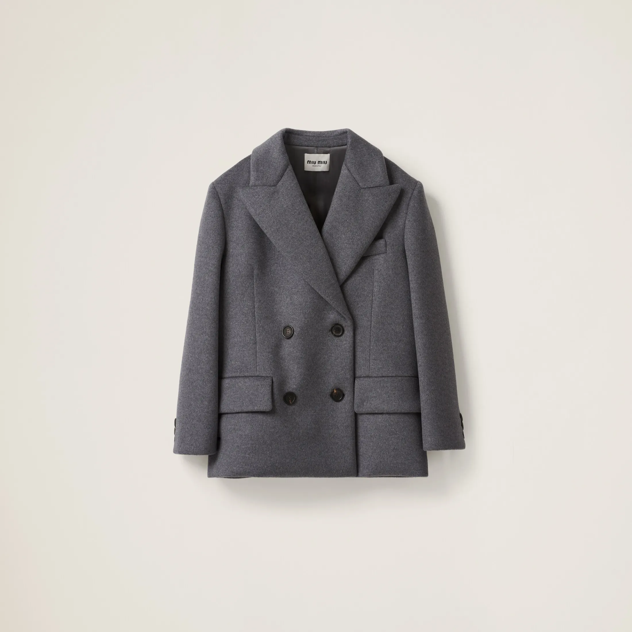 Grey Double-breasted Velour Jacket | Miu Miu