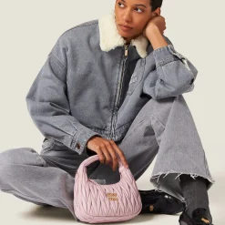 Grey Embroidered Denim Blouson Jacket | Miu Miu