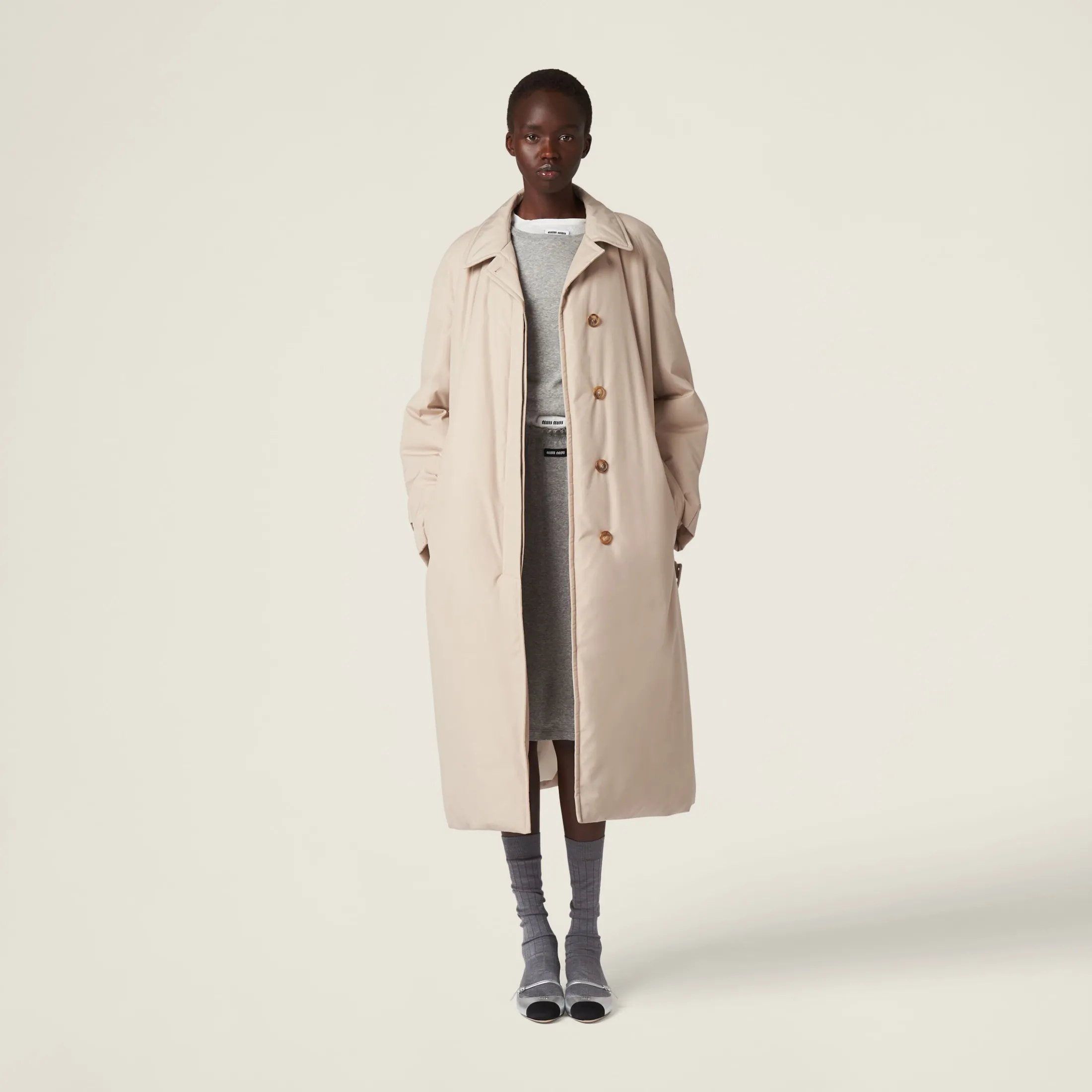 Grey Ribbed Jersey Skirt | Miu Miu