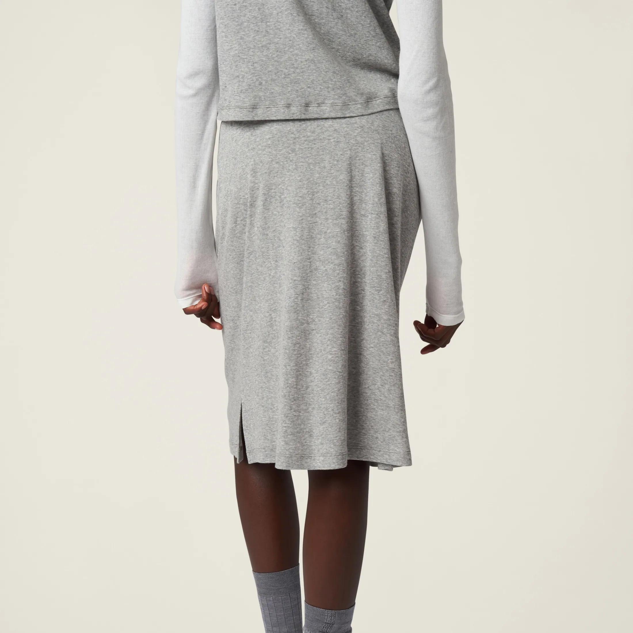 Grey Ribbed Jersey Skirt | Miu Miu