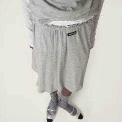 Grey Ribbed Jersey Skirt | Miu Miu