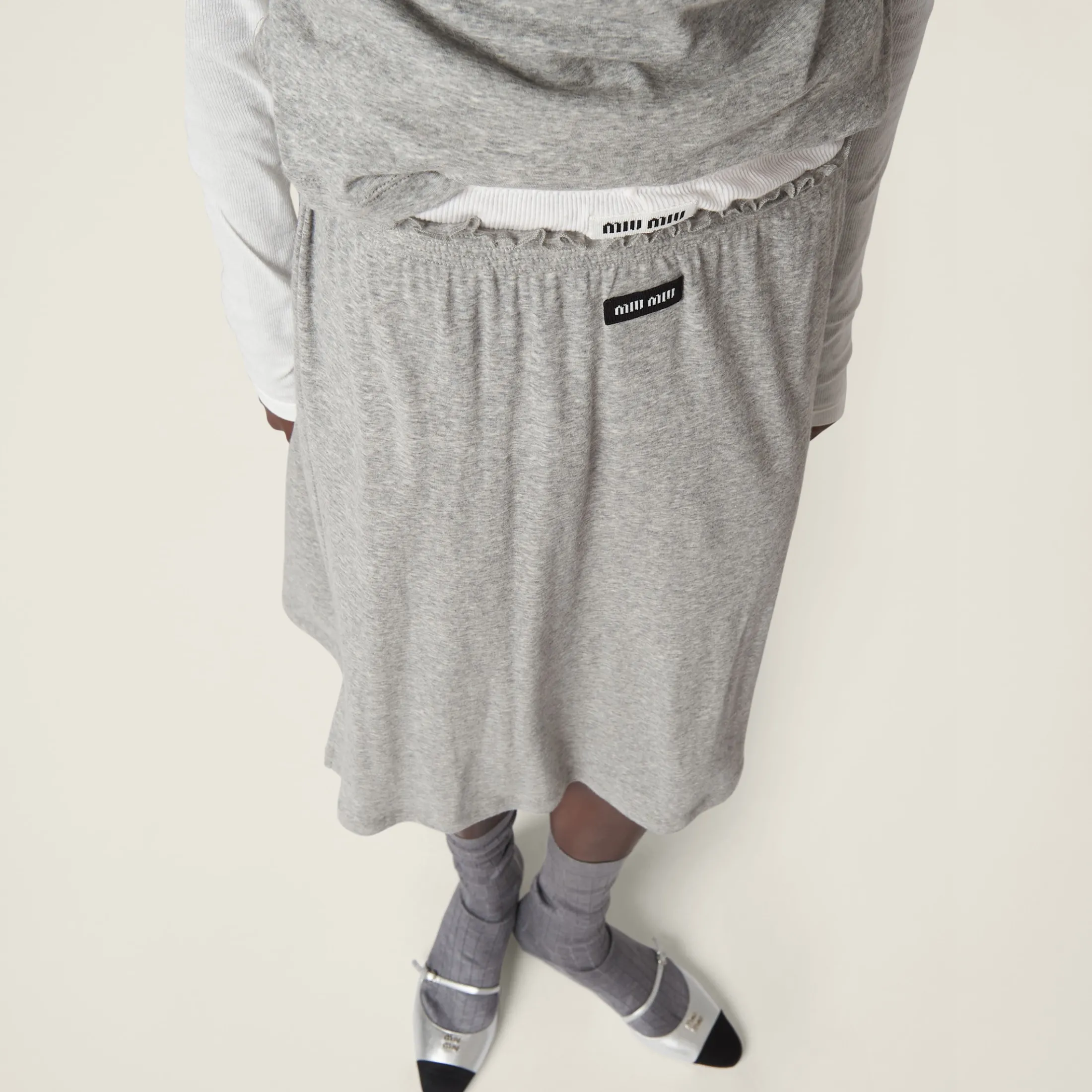 Grey Ribbed Jersey Skirt | Miu Miu
