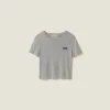 Grey Ribbed Jersey T-shirt | Miu Miu