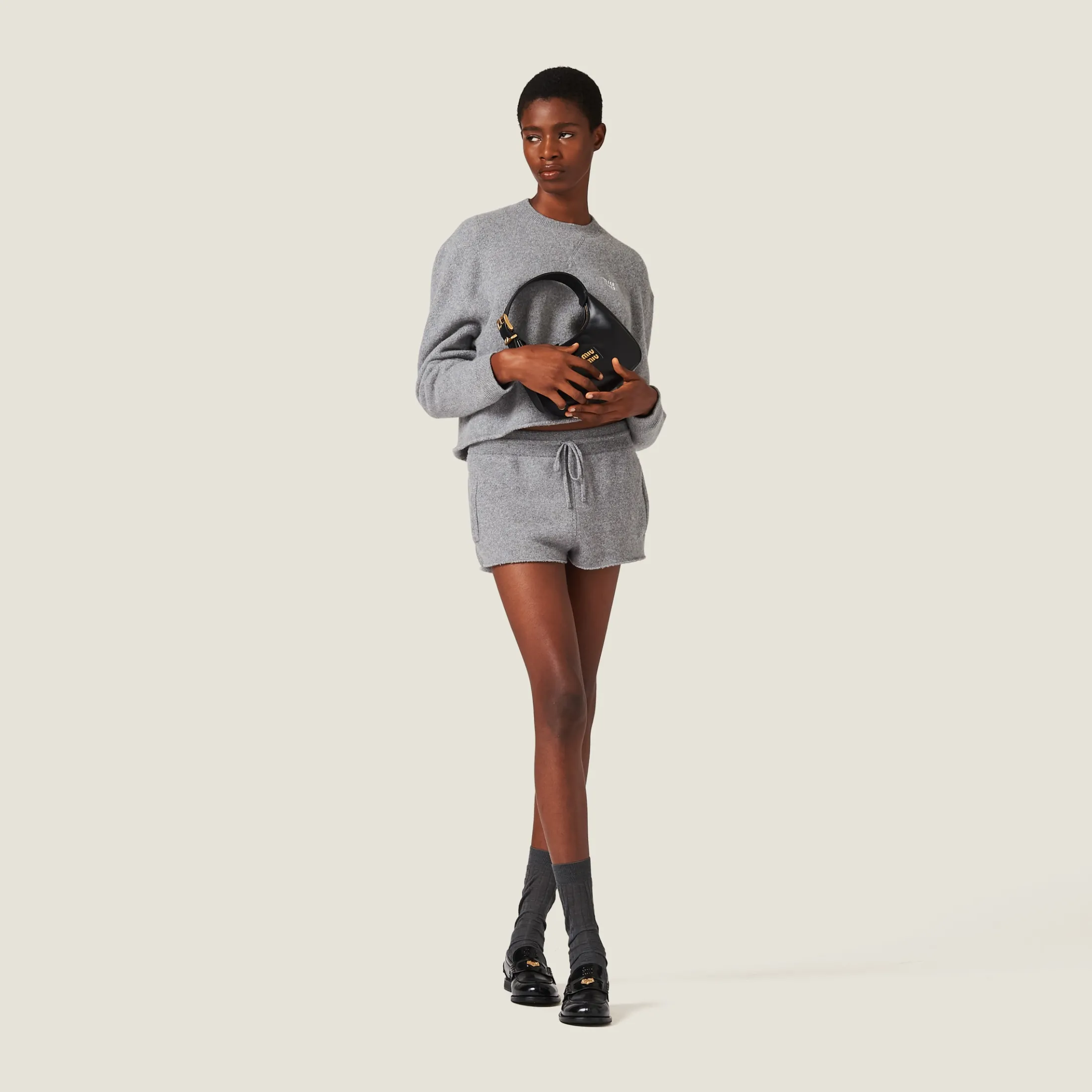 Grey Wool And Cashmere Shorts | Miu Miu
