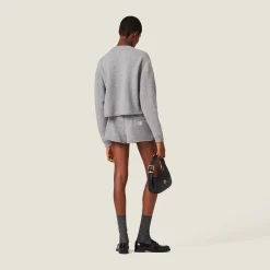 Grey Wool And Cashmere Shorts | Miu Miu