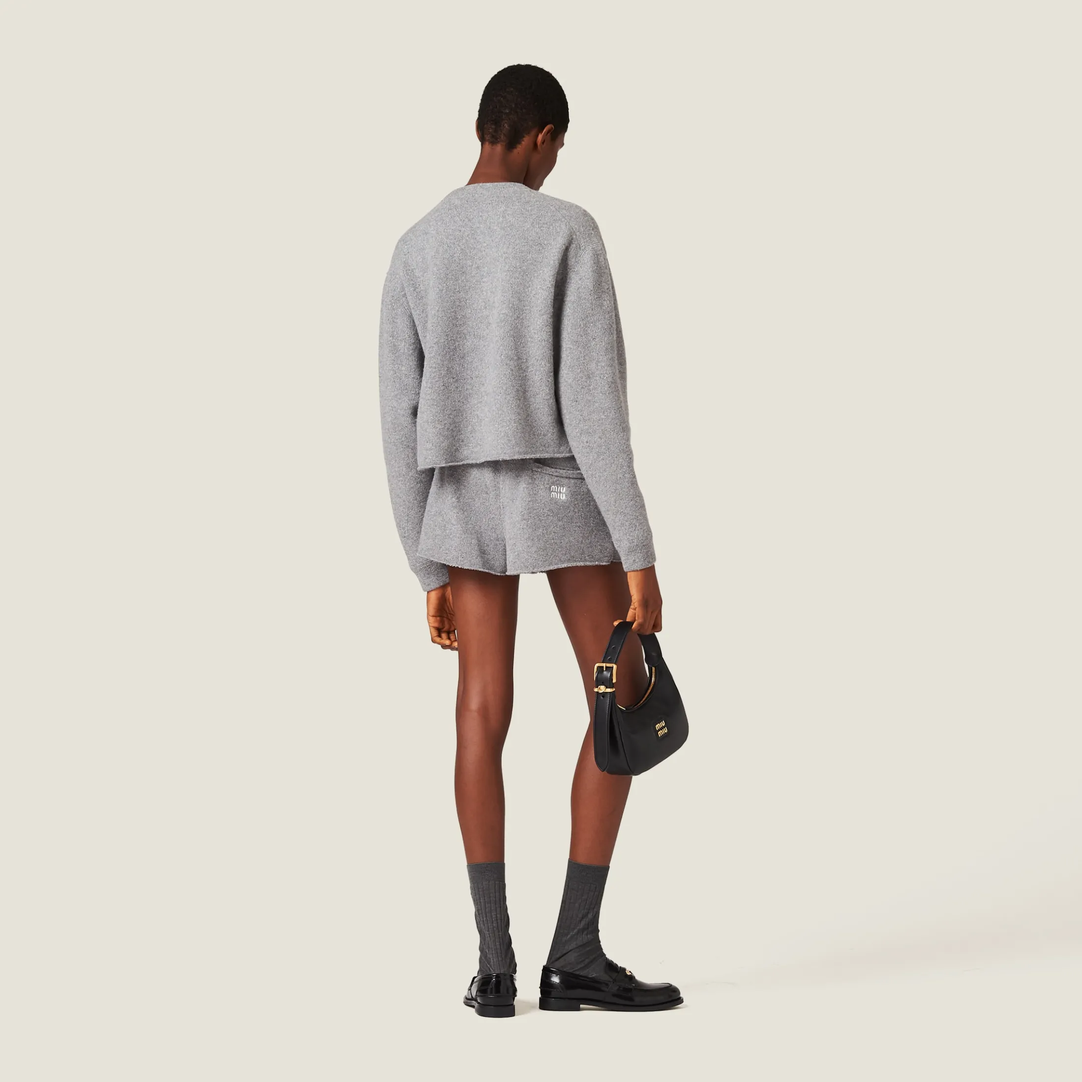 Grey Wool And Cashmere Shorts | Miu Miu