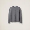 Grey Wool And Nylon Knit Cardigan | Miu Miu