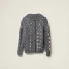 Grey Wool Knit Cardigan | Miu Miu