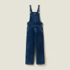 Indigo Blue Long Washed Velvet Overalls | Miu Miu