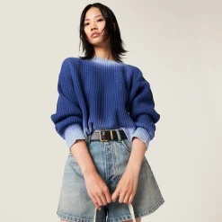 Indigo Blue Wool Sweater | Miu Miu