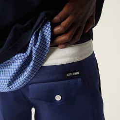 Ink Blue/white Satin Bermudas | Miu Miu