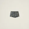 Iron Gray Garment-dyed Cotton Fleece Shorts With Embroidered Logo | Miu Miu