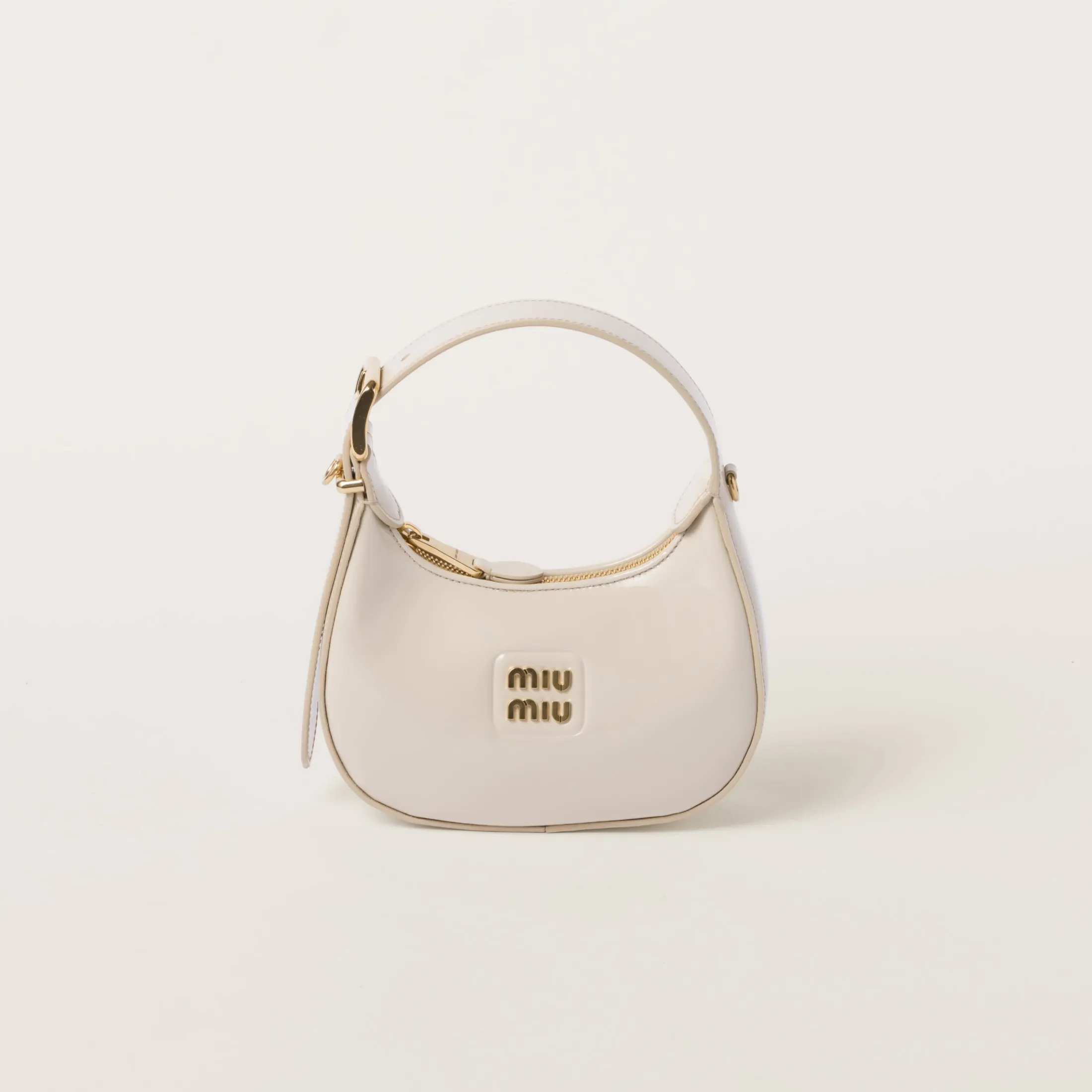 Ivory Patent Leather Hobo Bag | Miu Miu