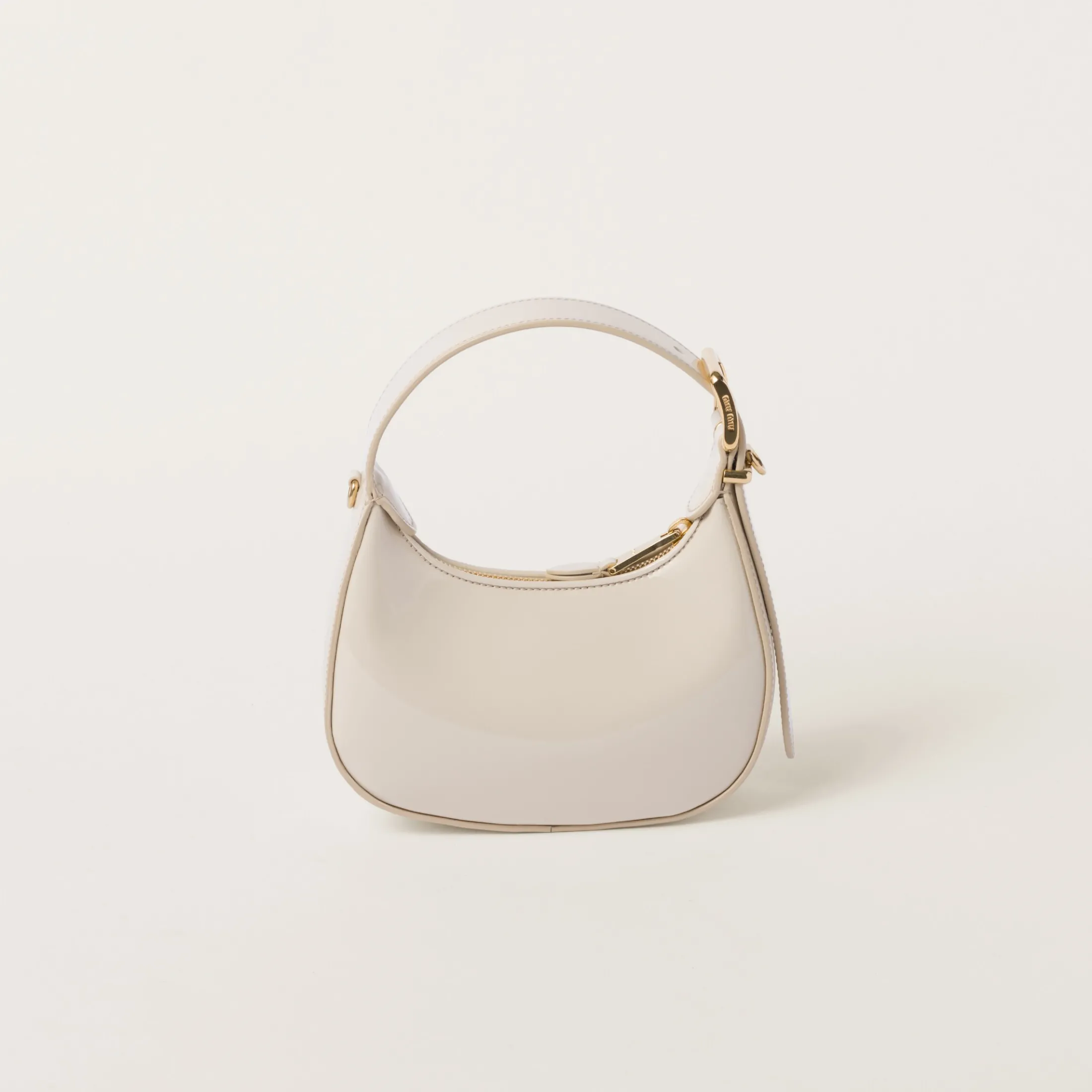 Ivory Patent Leather Hobo Bag | Miu Miu